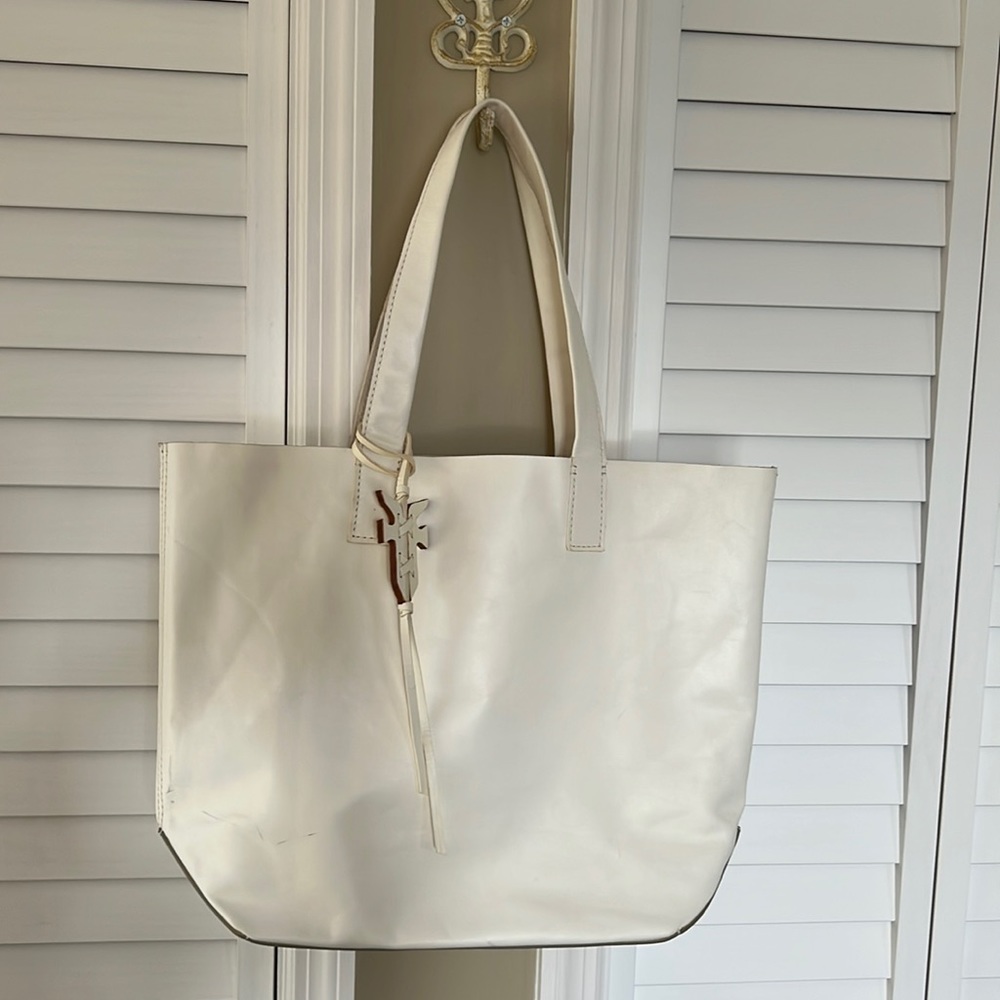 Frye White Large Leather Carson Tote Bag